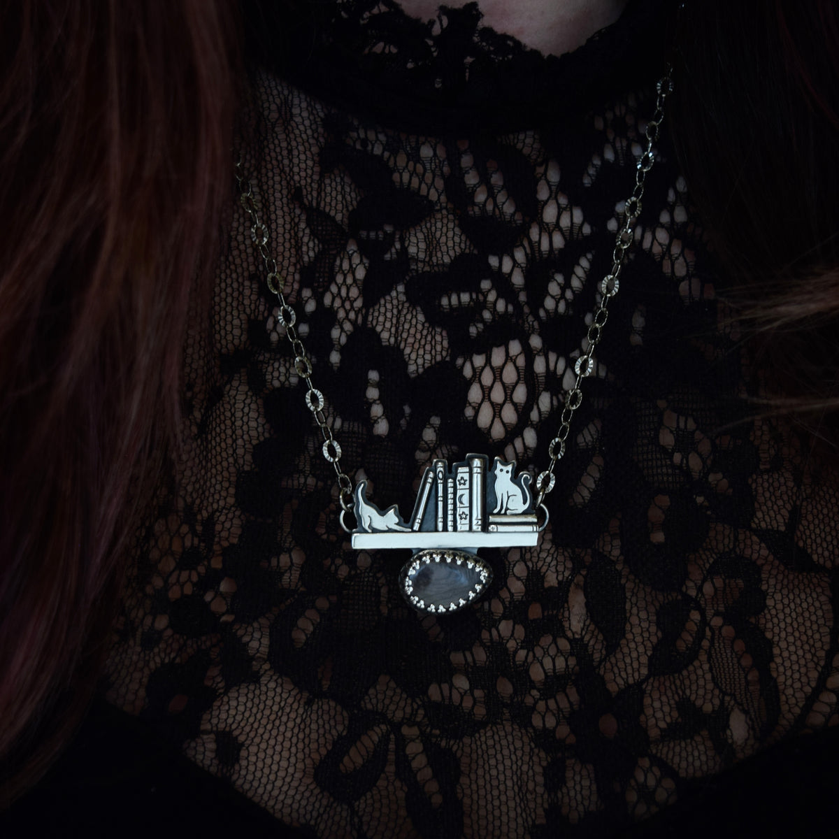 BookShelf Necklace with Hypersthene
