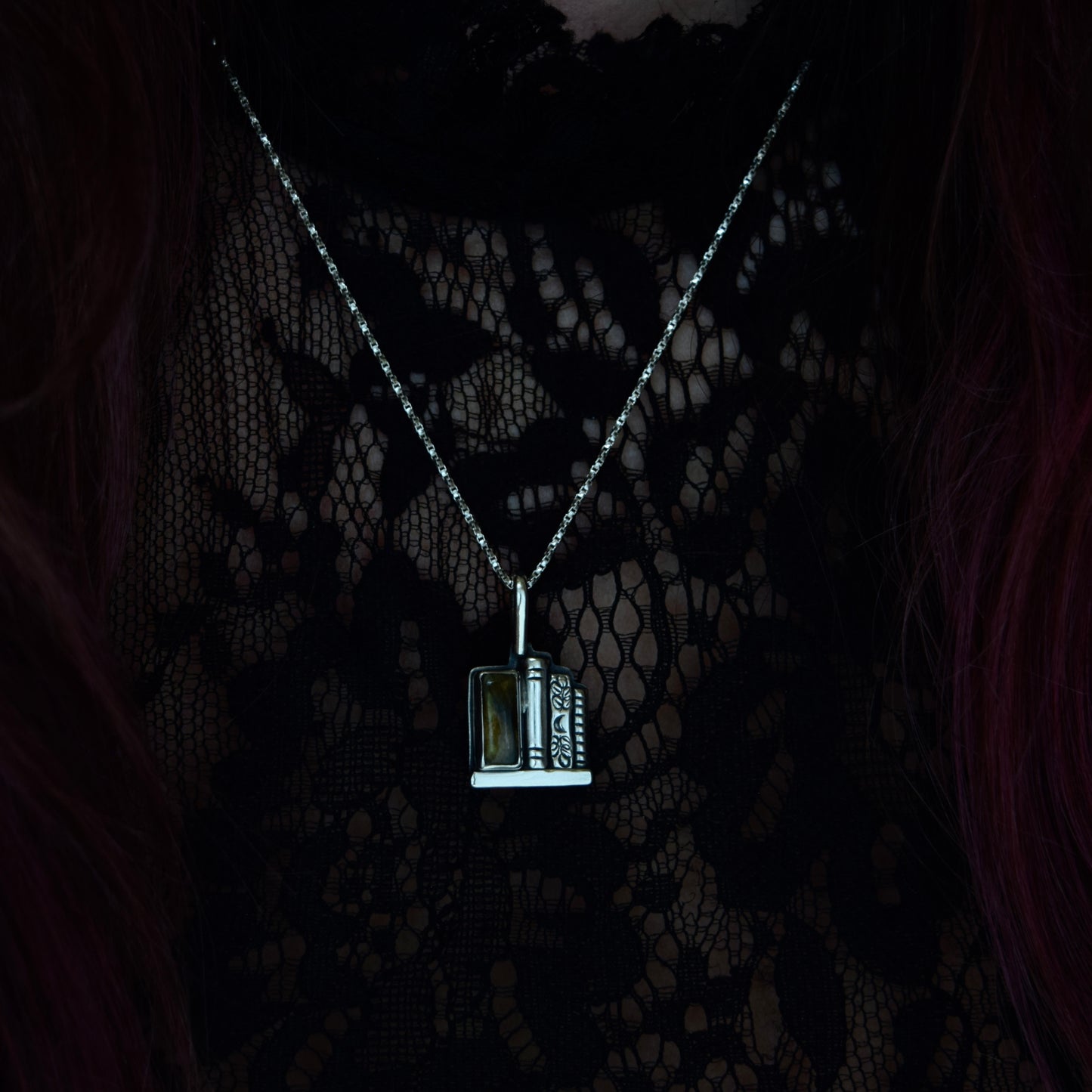 Bookshelf Necklace with Labradorite