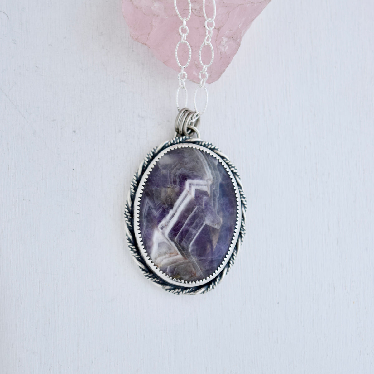 Worry Stone Pendant with Amethyst