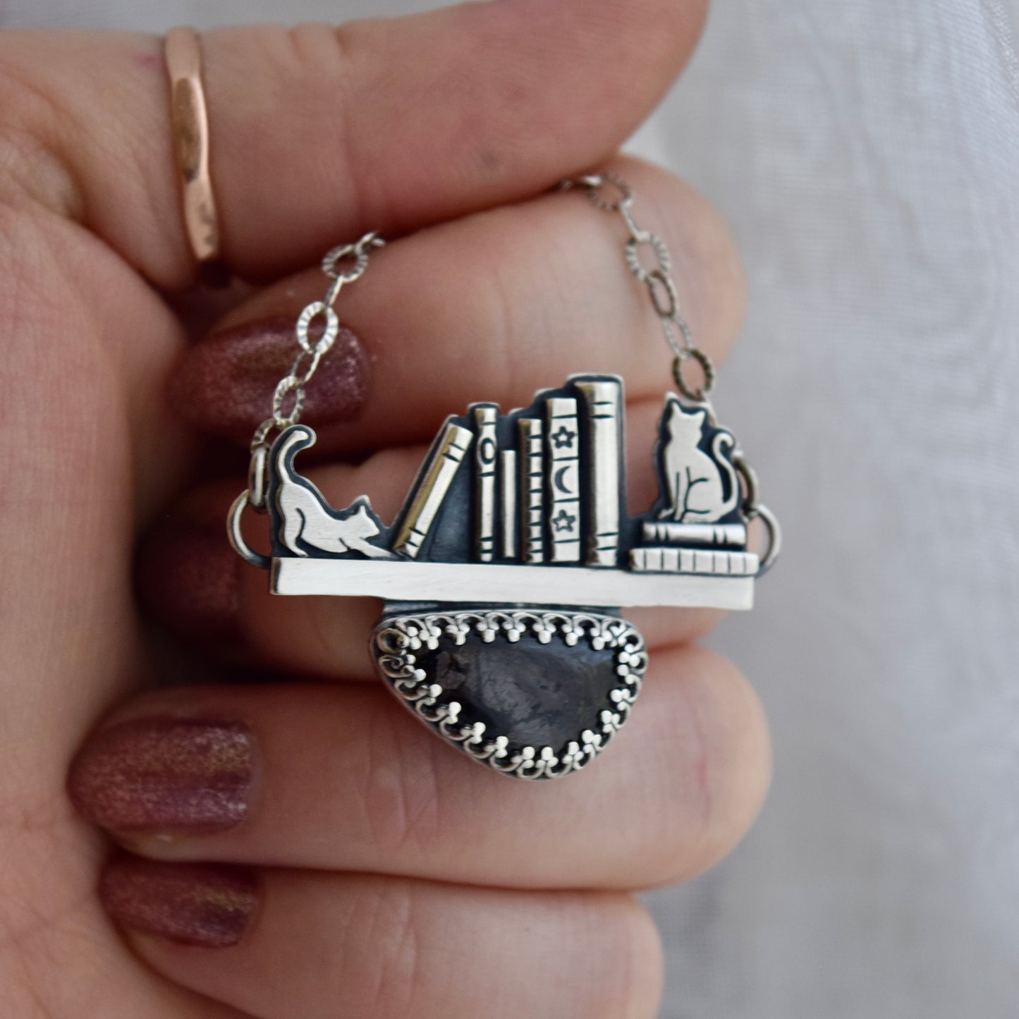 BookShelf Necklace with Hypersthene