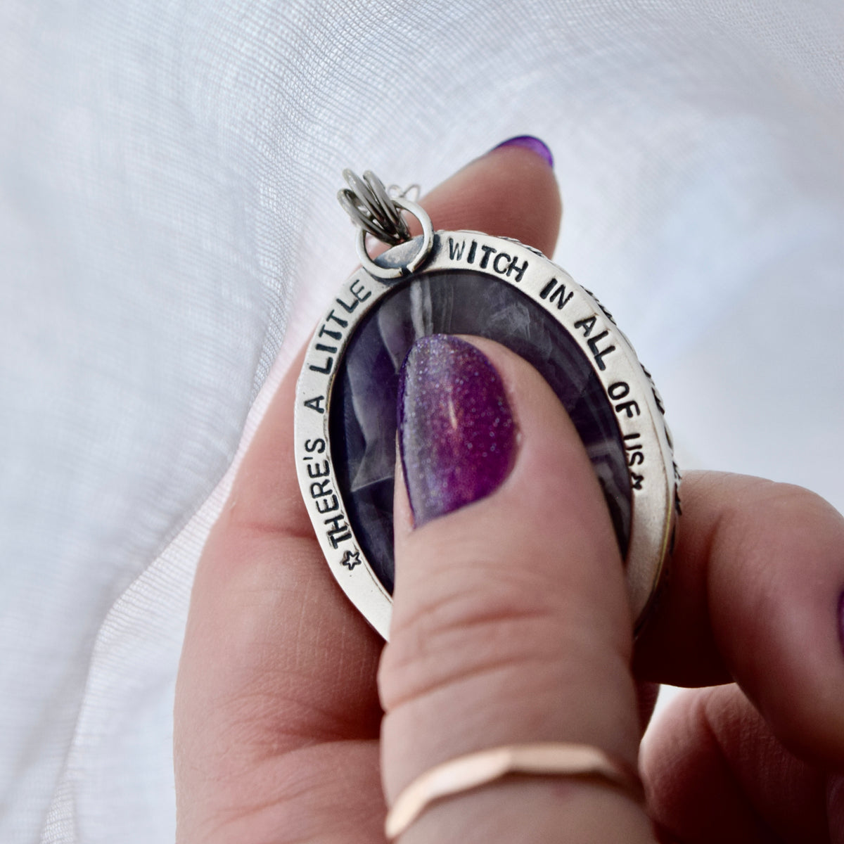 Worry Stone Pendant with Amethyst