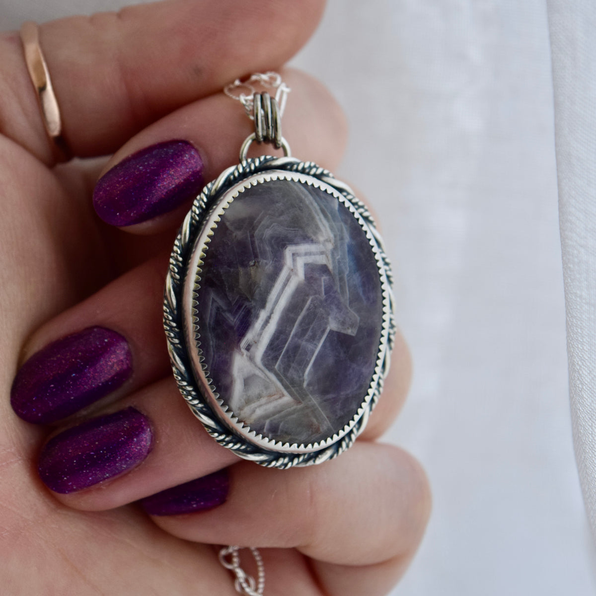 Worry Stone Pendant with Amethyst