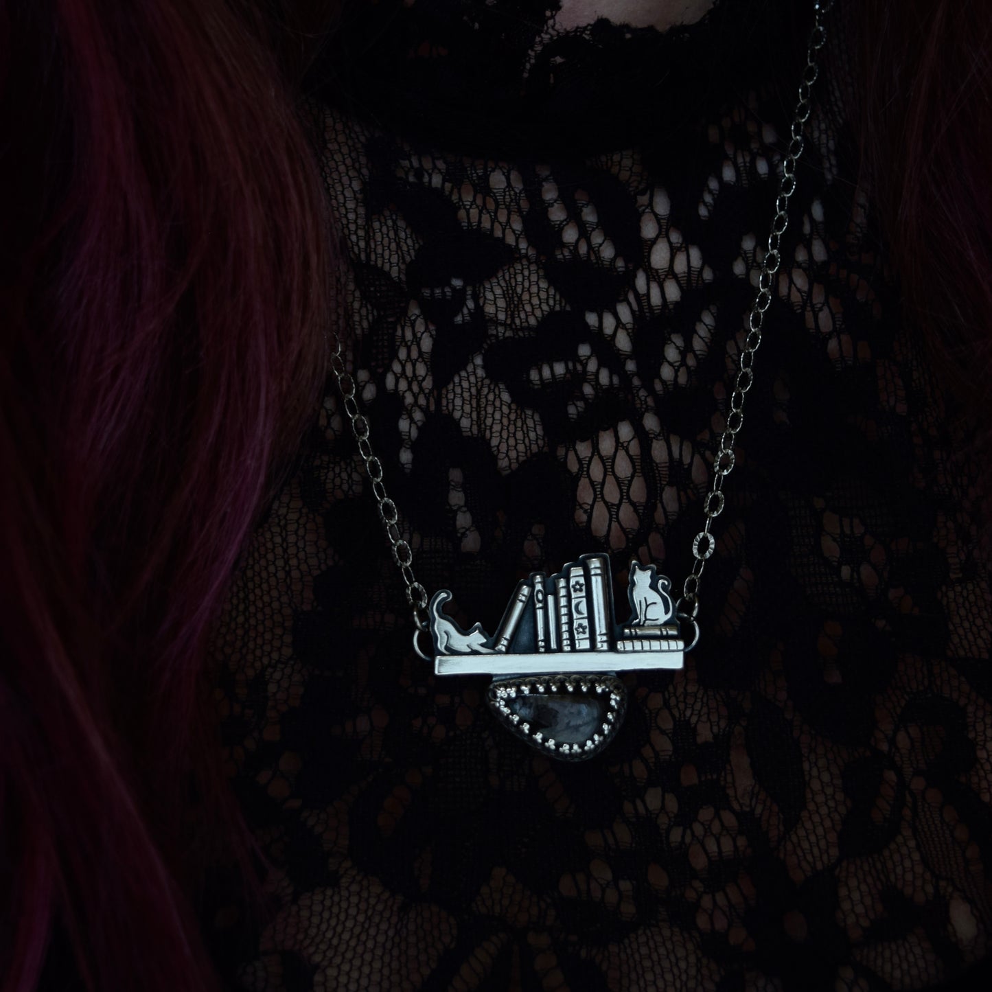 BookShelf Necklace with Hypersthene