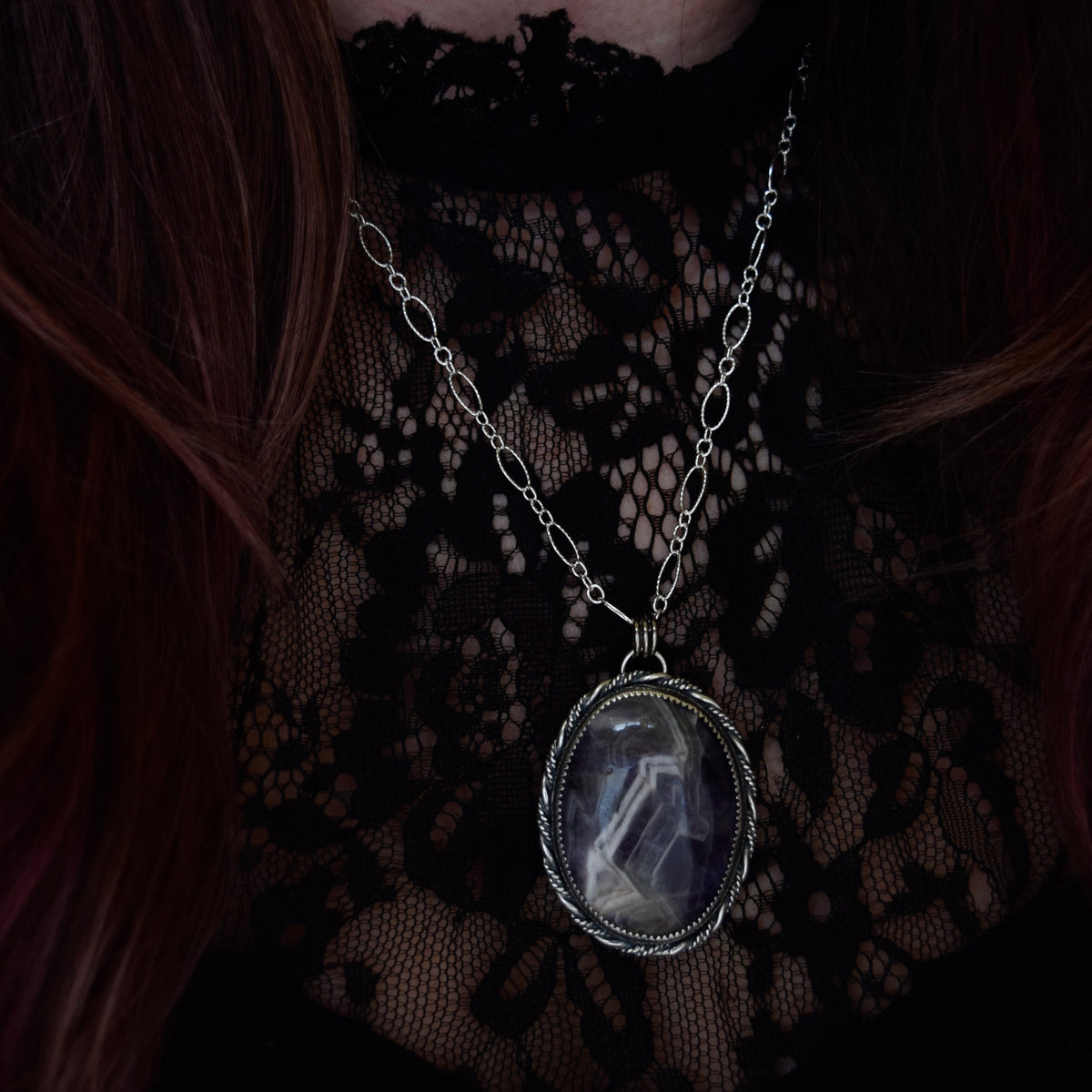 Worry Stone Pendant with Amethyst
