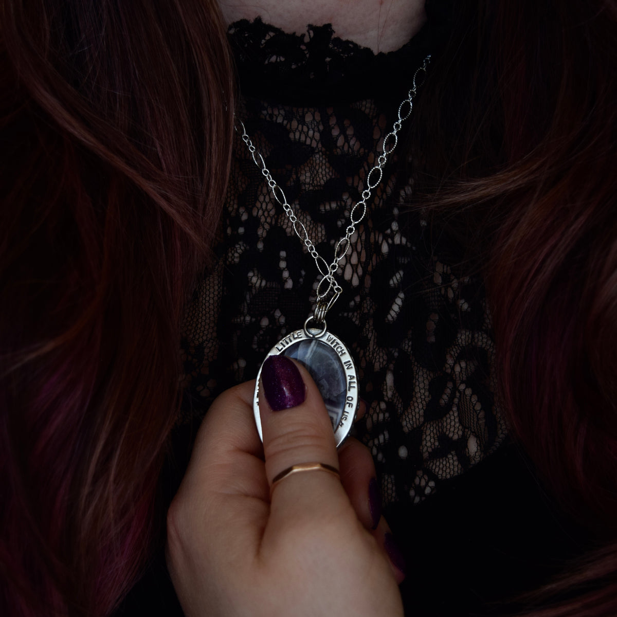 Worry Stone Pendant with Amethyst