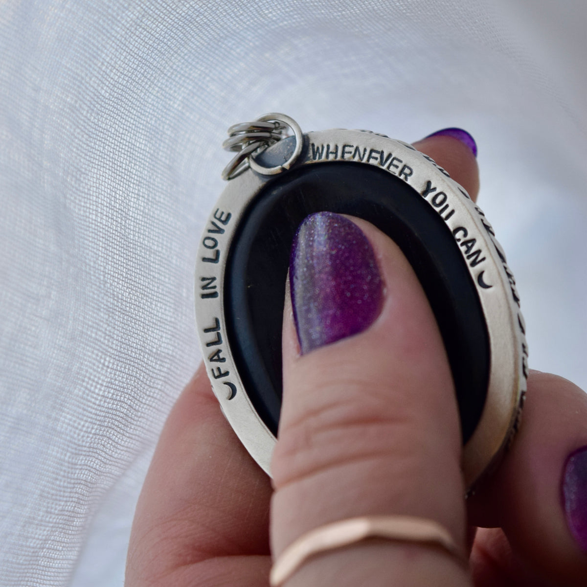 Worry Stone Pendant with Shungite