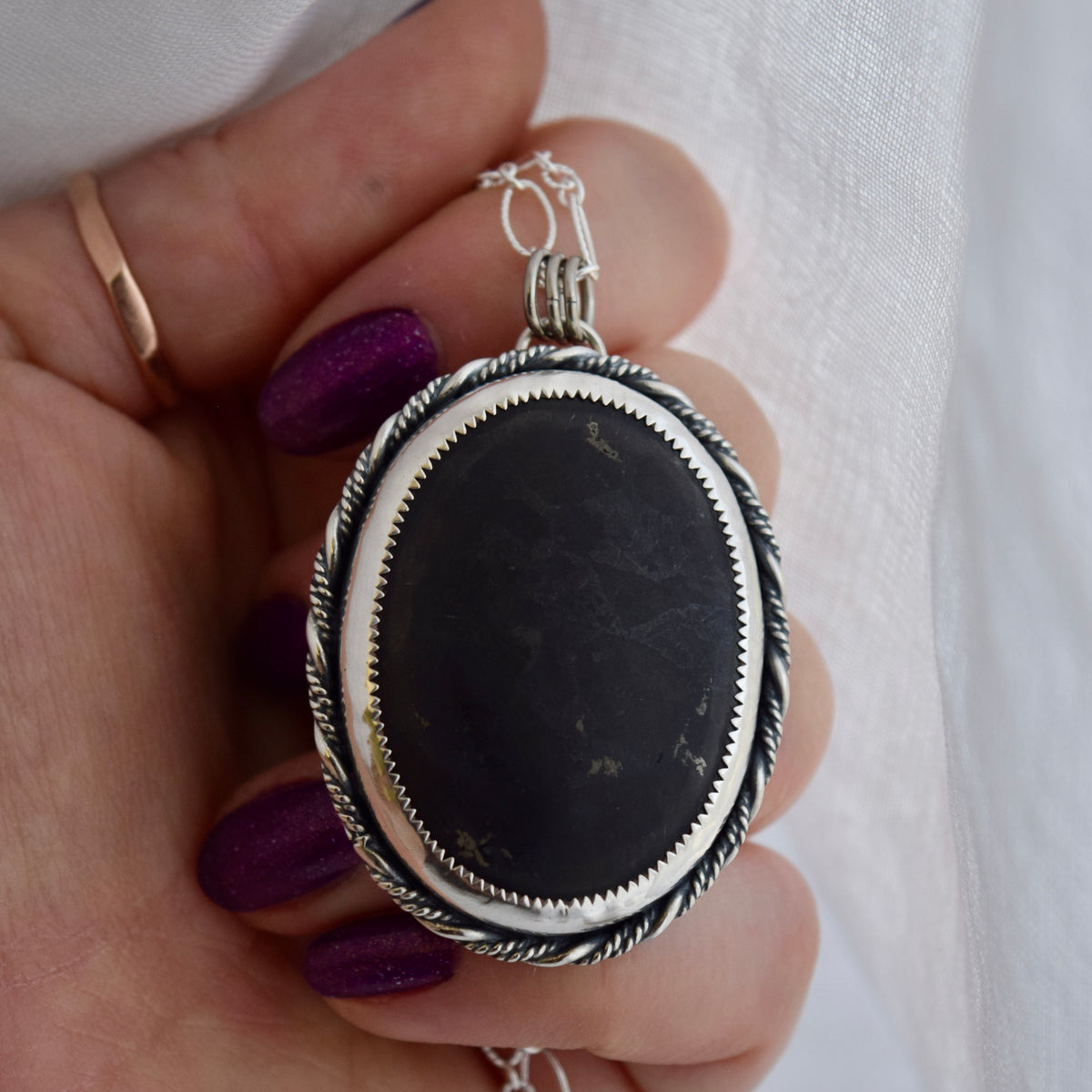 Worry Stone Pendant with Shungite