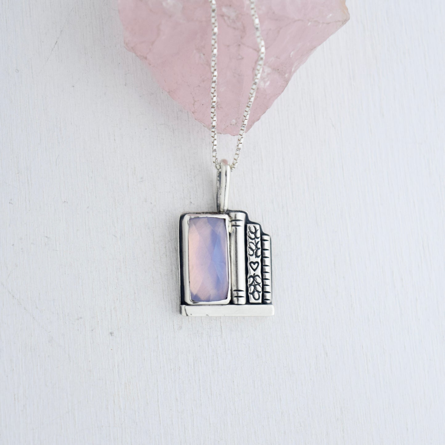 Bookshelf Necklace with Lavender Quartz