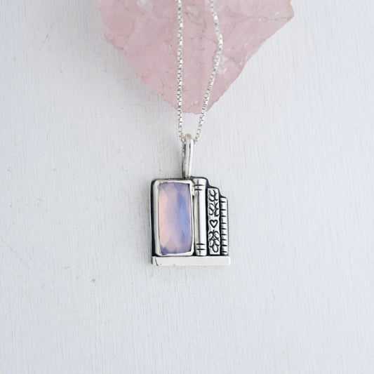 Bookshelf Necklace with Lavender Quartz