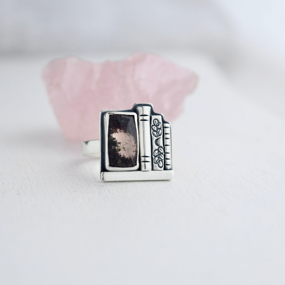 Bookshelf Ring with Lodolite set over Rose Gold Fill Size 7