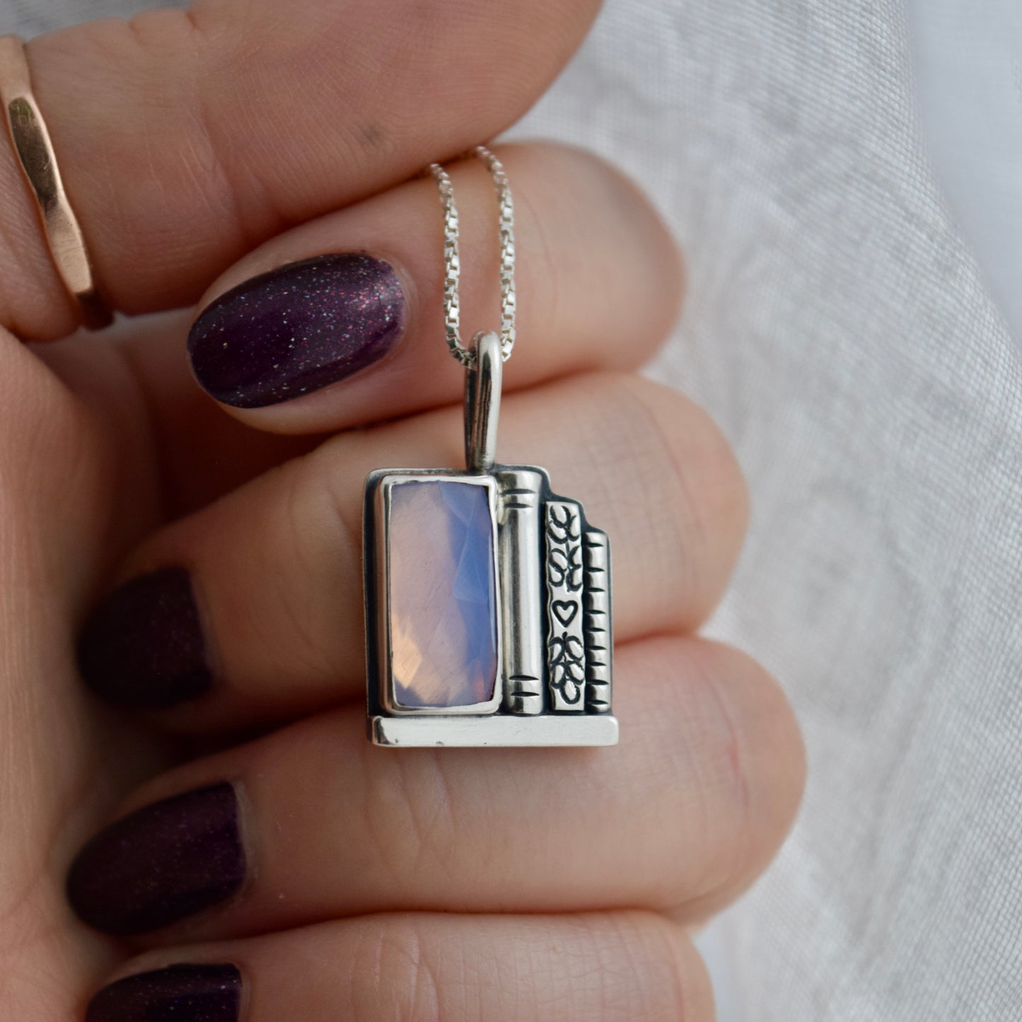 Bookshelf Necklace with Lavender Quartz