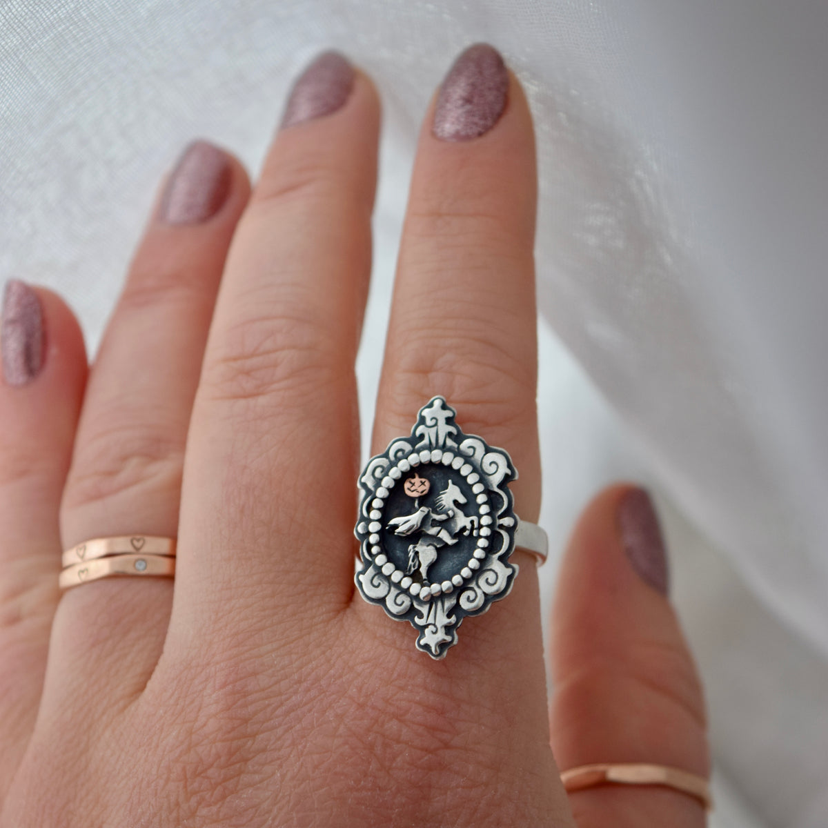 Headless Horseman Cameo Ring Size 7.5