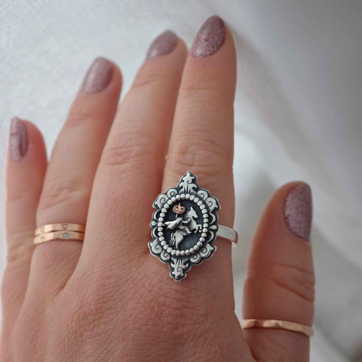 Headless Horseman Cameo Ring Size 9.25