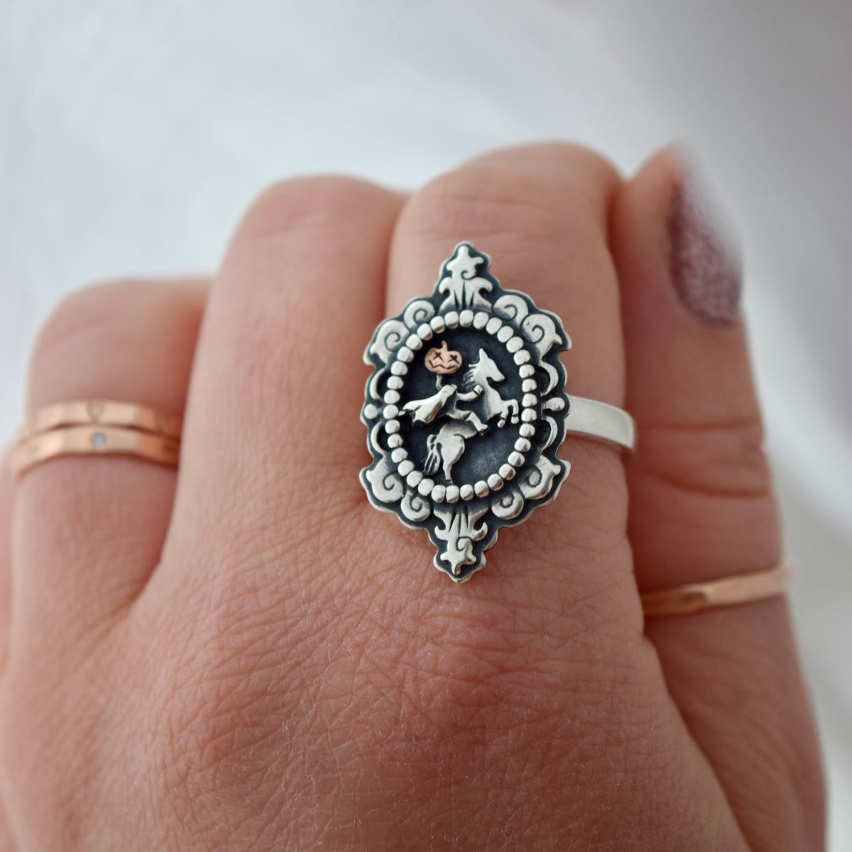 Headless Horseman Cameo Ring Size 9.25