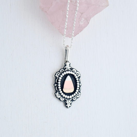 Candy Corn Cameo Necklace with Copper and Gold Fill