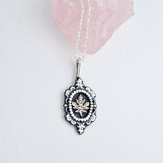 Maple Leaf Cameo Necklace with Rose Gold Fill