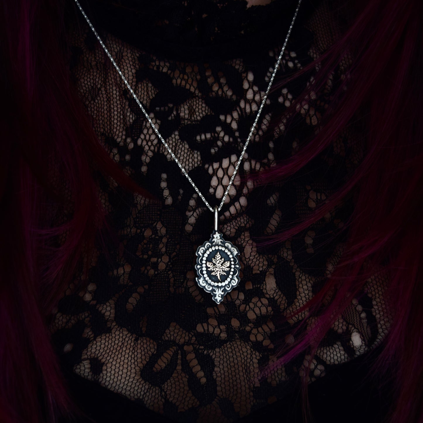 Maple Leaf Cameo Necklace with Rose Gold Fill