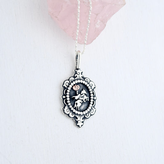 Headless Horseman Cameo Necklace with Copper