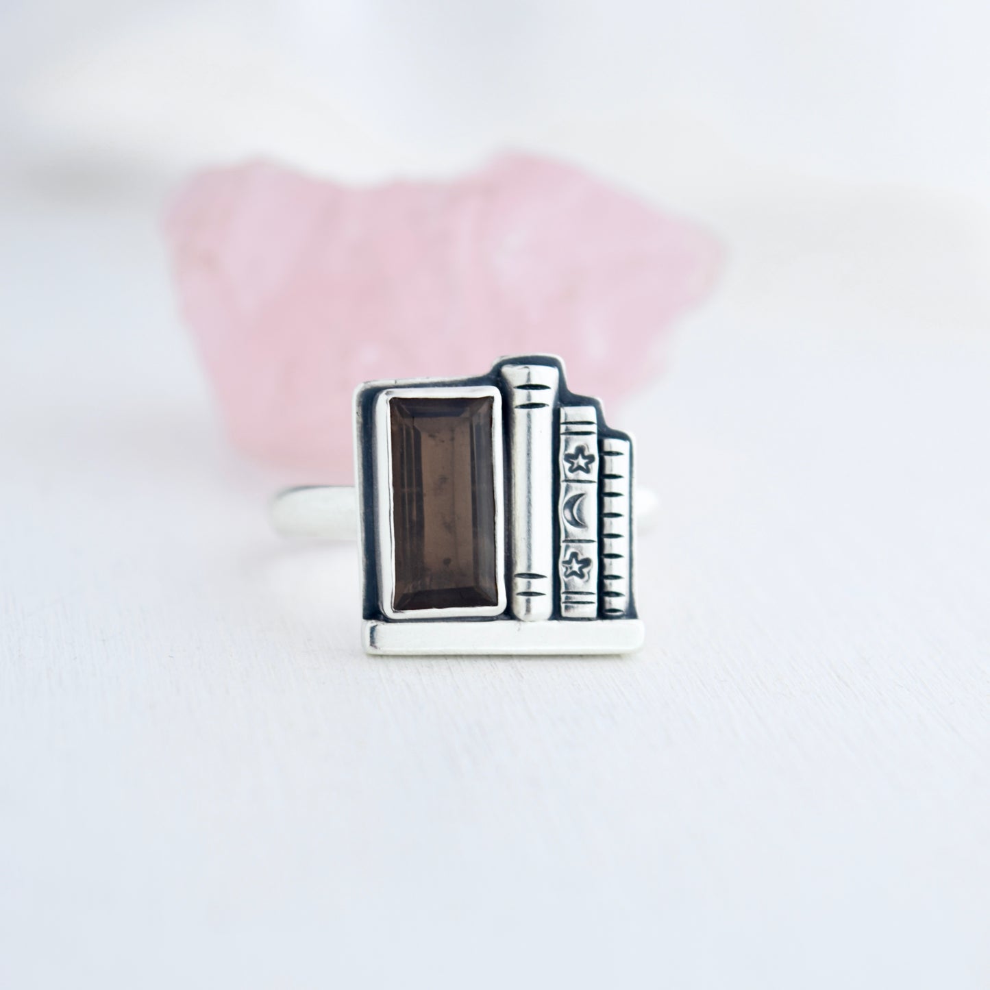 Bookshelf Ring with Smokey Quartz size 11
