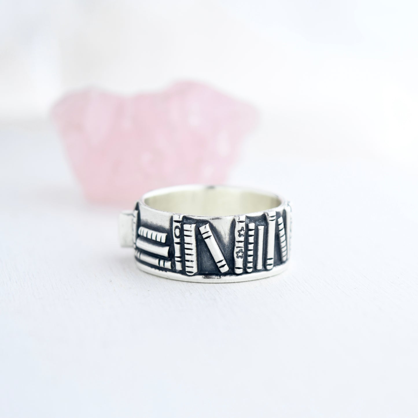 Bookshelf Ring Band with Topaz and Blue Tourmaline Size 9.5/9.75