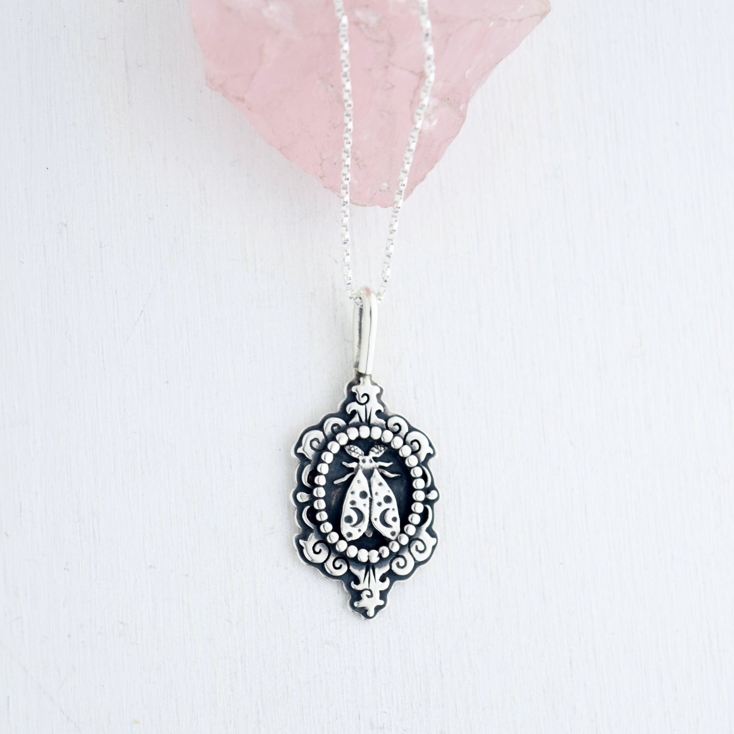 Celestial Moth Cameo Necklace