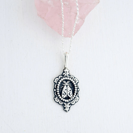 Celestial Moth Cameo Necklace
