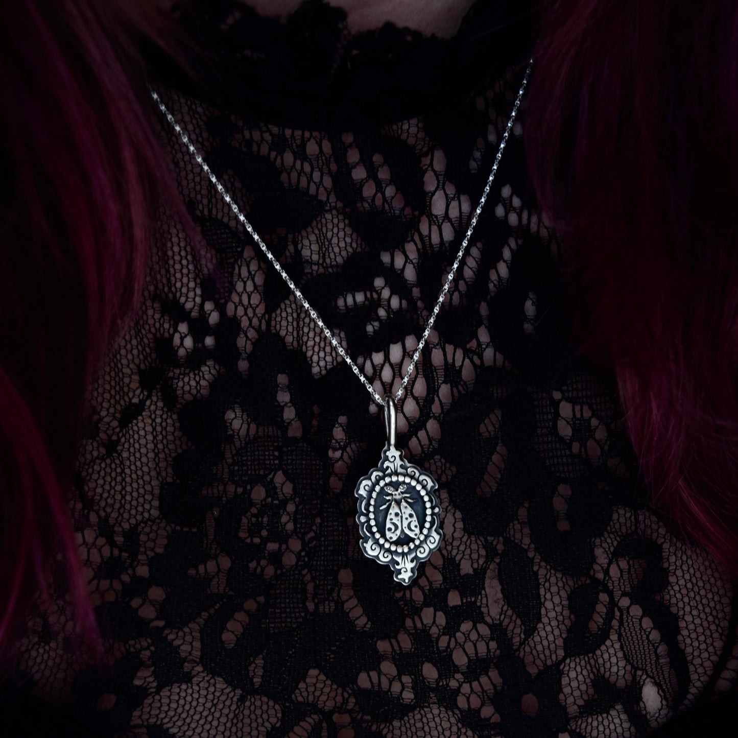 Celestial Moth Cameo Necklace