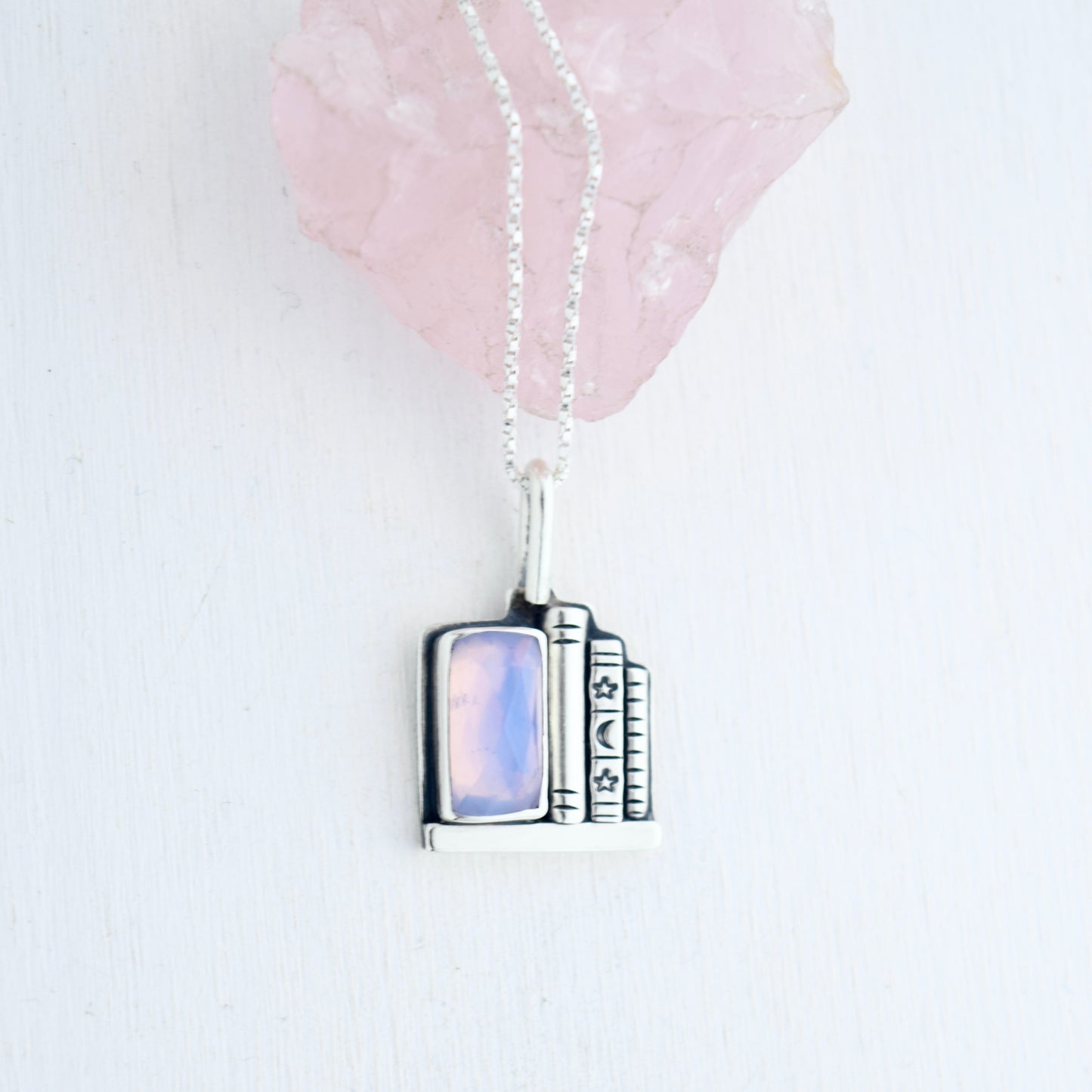 Bookshelf Necklace with Lavender Quartz