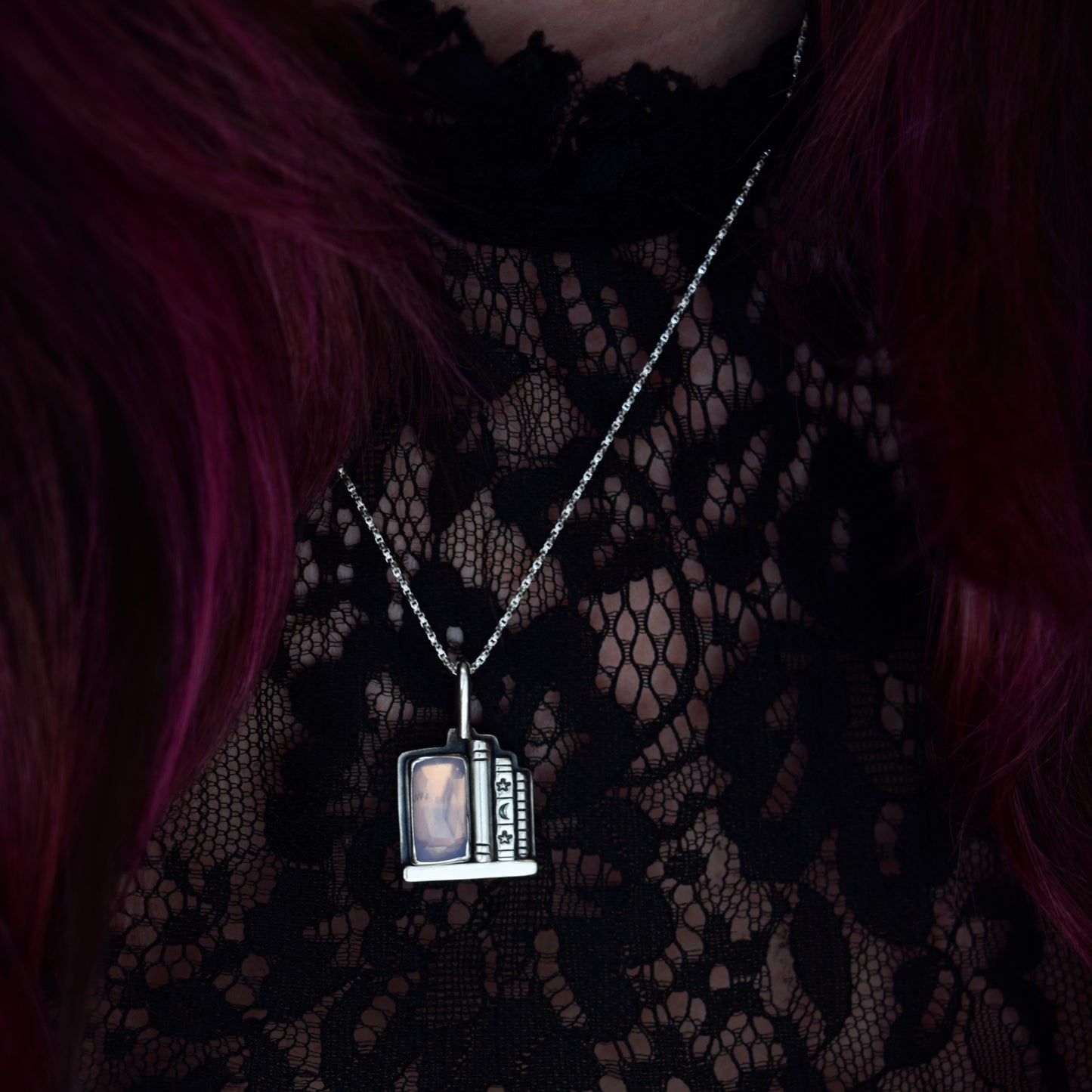 Bookshelf Necklace with Lavender Quartz