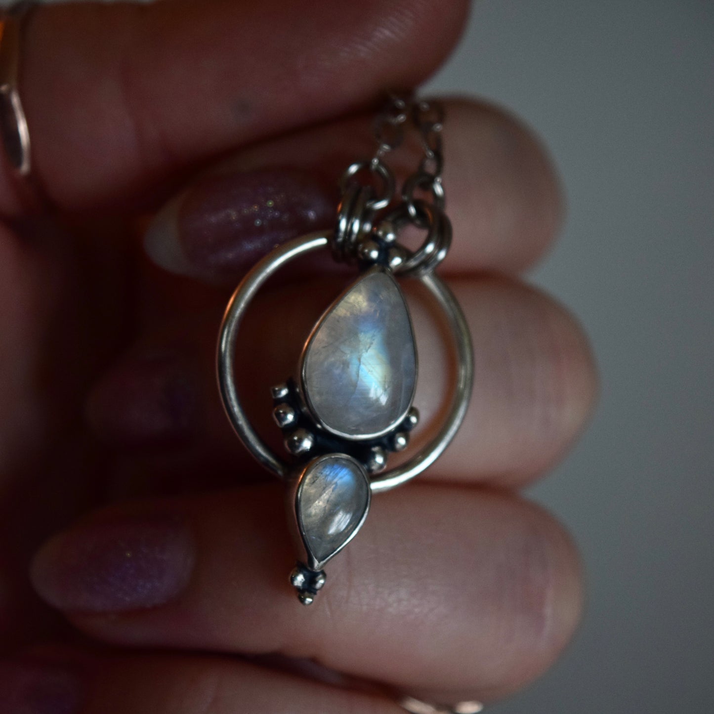 Pendulum Pendant with Rainbow Moonstone