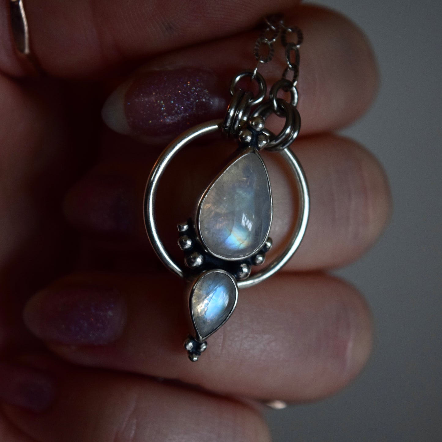 Pendulum Pendant with Rainbow Moonstone