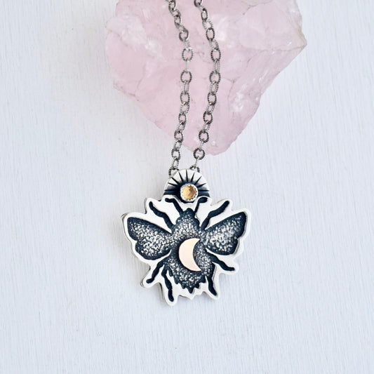 Celestial Bee with Yellow Gold Fill and Citrine Pendant