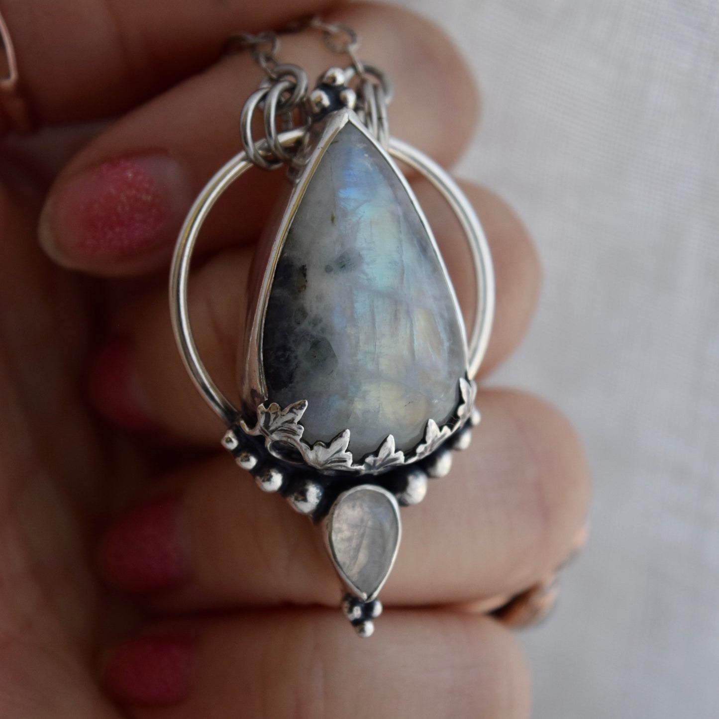 Pendulum Pendant with Rainbow Moonstone