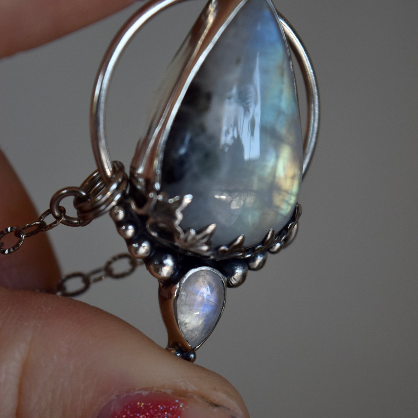 Pendulum Pendant with Rainbow Moonstone