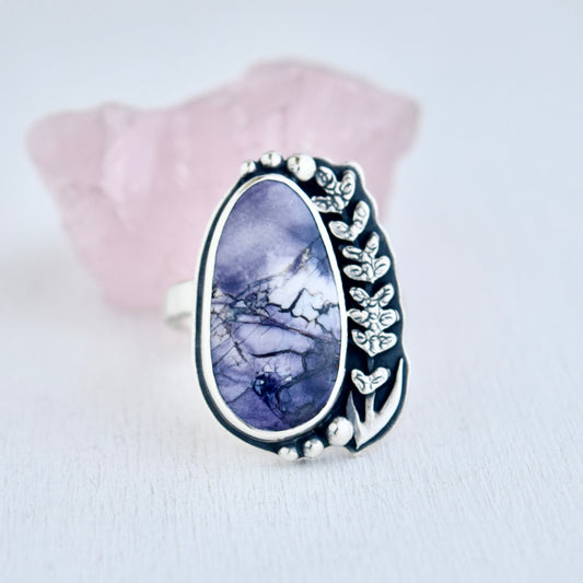 Midnight Lavender Ring with Tiffany Stone Size 9