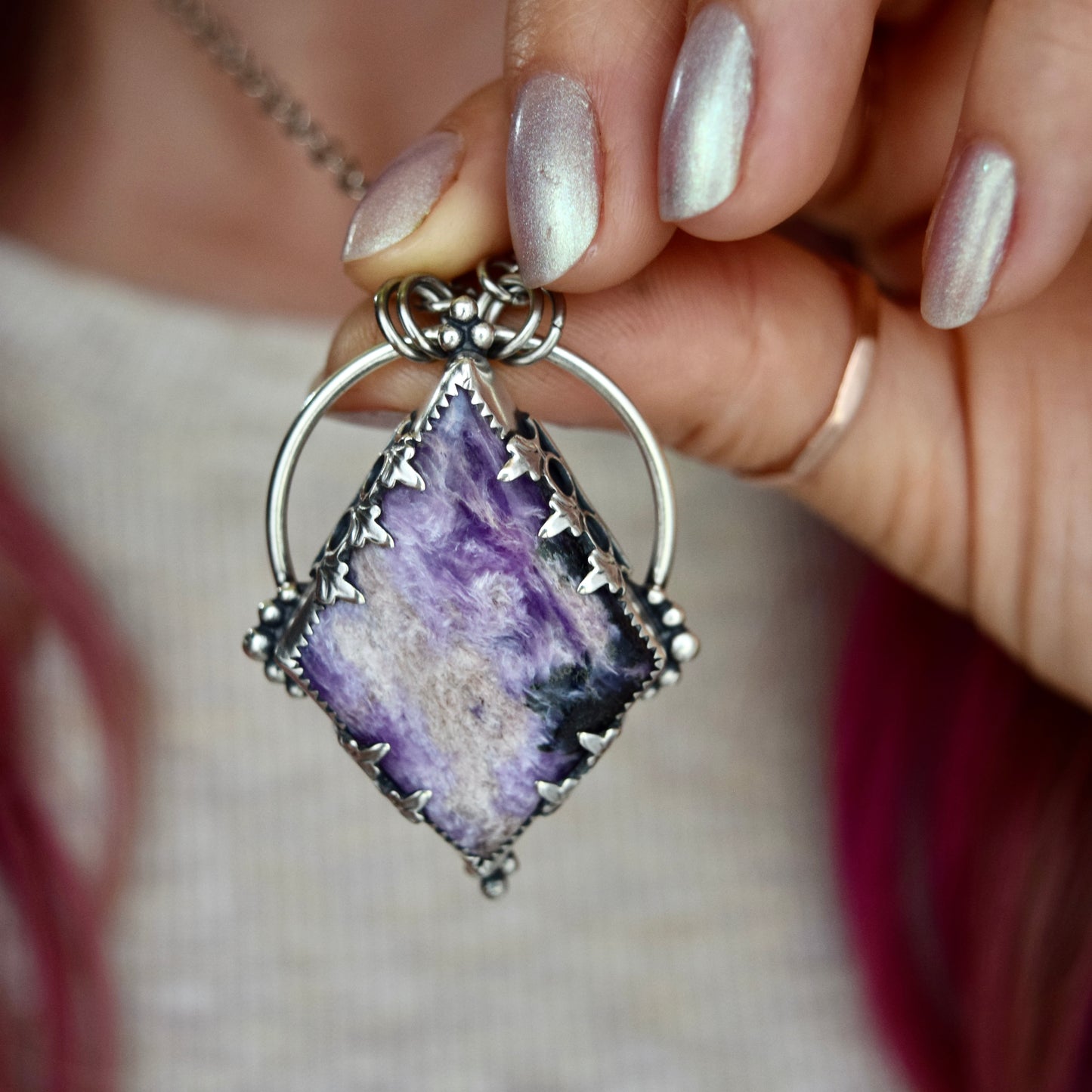 Pendulum Pendant with Charoite