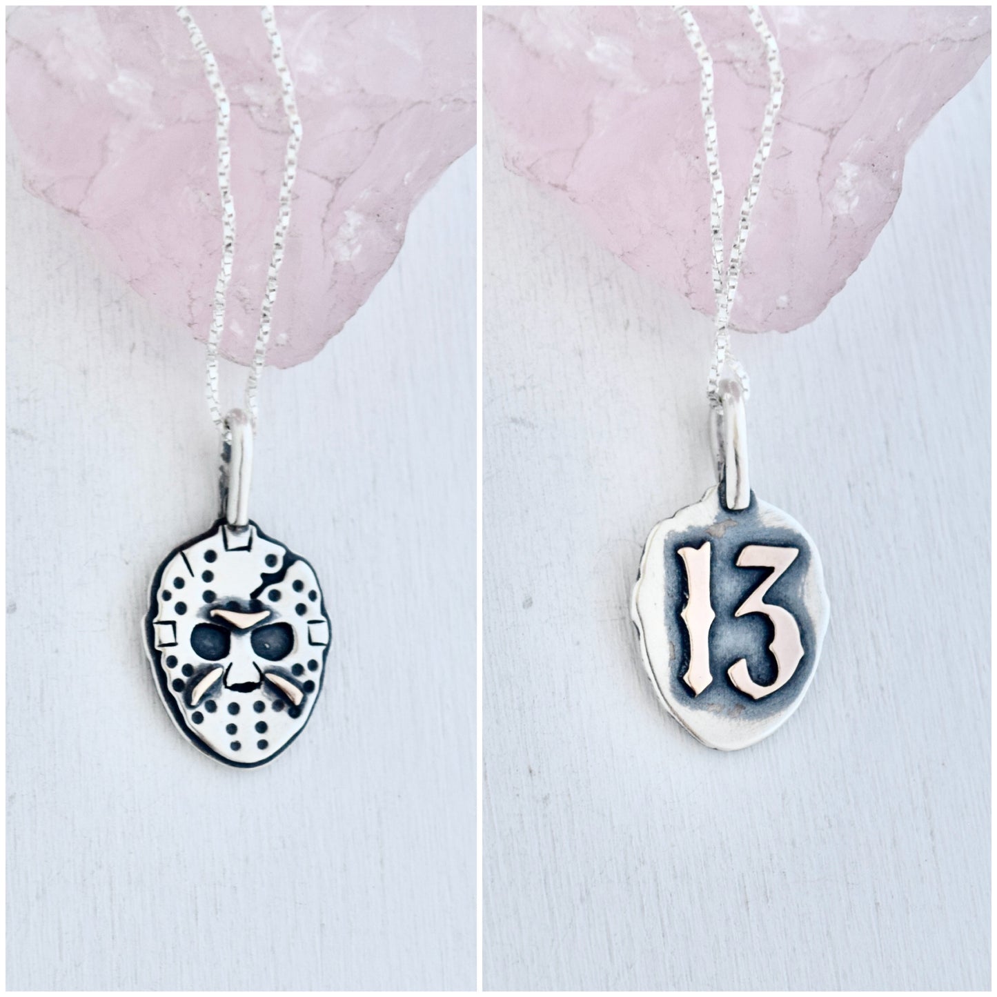 Double Sided Friday the 13th Mask with Rose Gold Fill