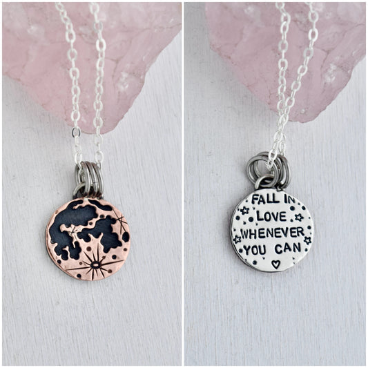 Double Sided Copper Blood on the Moon Pendant