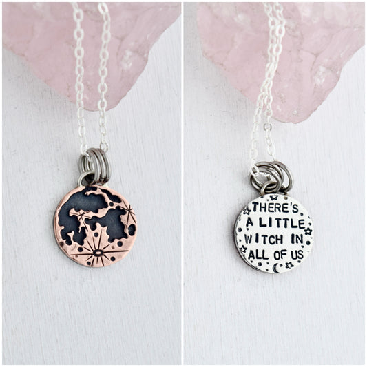 Double Sided Copper Blood on the Moon Pendant