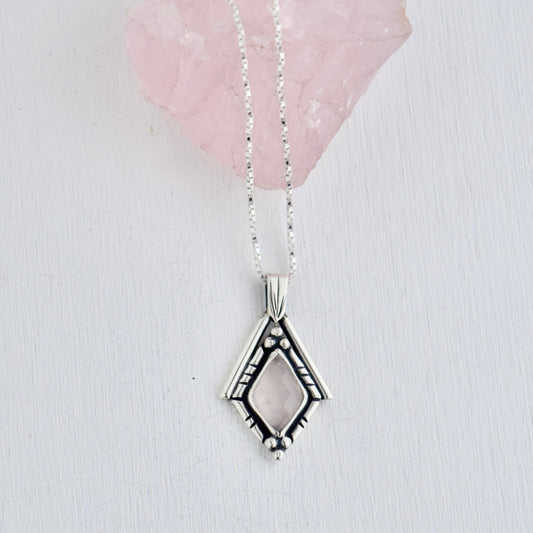 North Star Necklace with Rose Cut Morganite