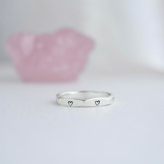 Stamped Heart Ring