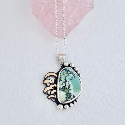 Mystical Mushroom Necklace with Poseidon Variscite
