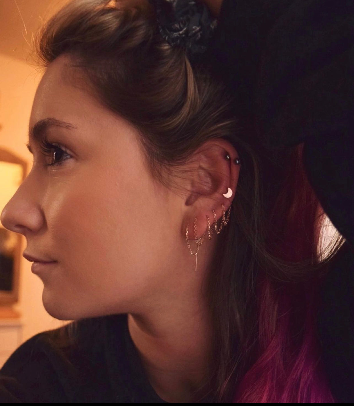 Made-to-Order 14k Solid Rose Gold Crescent Moon Ear Threaders